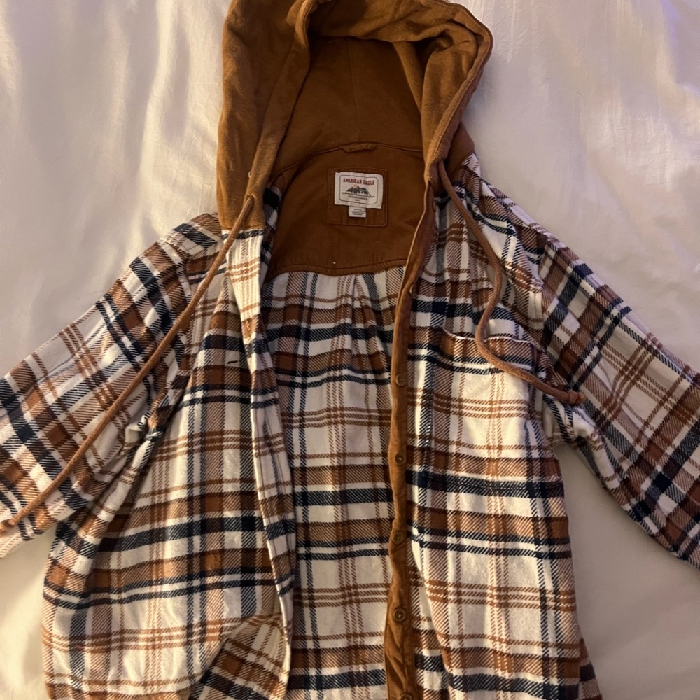 American Eagle Hooded Flannel